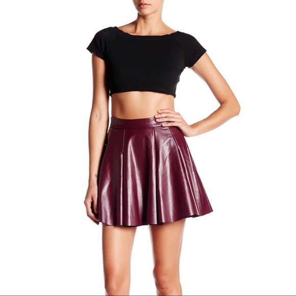 Nordstrom Dresses & Skirts - Necessary Objects Faux Leather Zip Skater Skirt M
